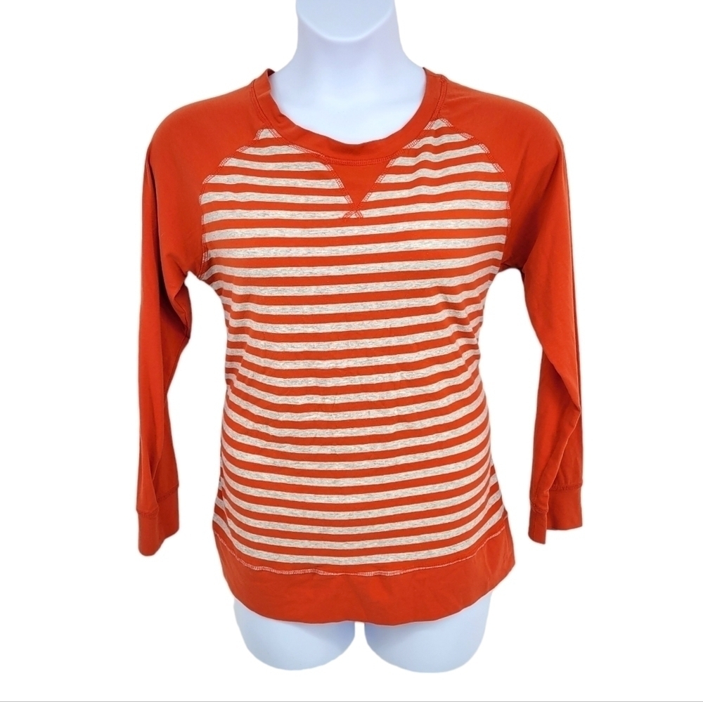 Derek Heart Orange and Dark Grey Striped Long Sleeve Women's Shirt Size XL‎